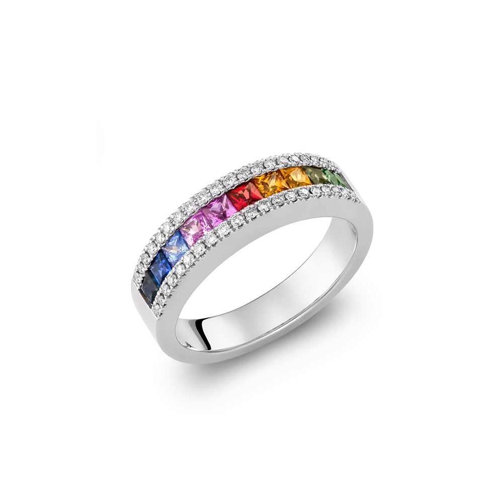 δαχτυλίδι rainbow με πολύχρωμες πέτρες ζιρκόν