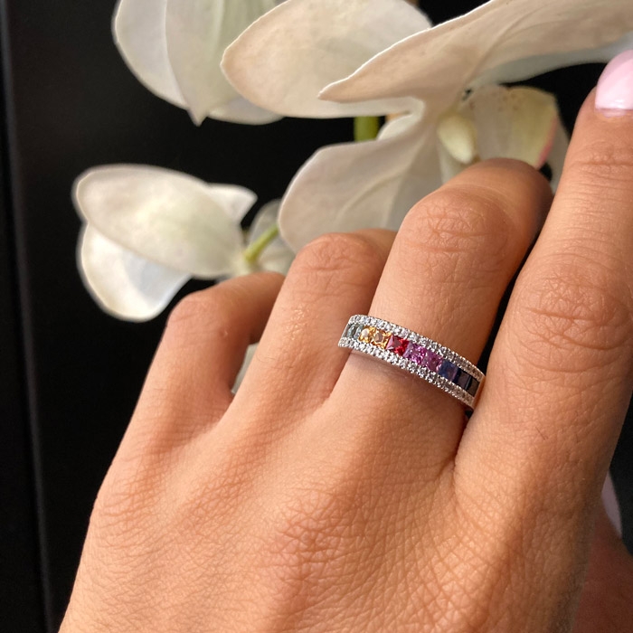 δαχτυλίδι rainbow με πολύχρωμες πέτρες