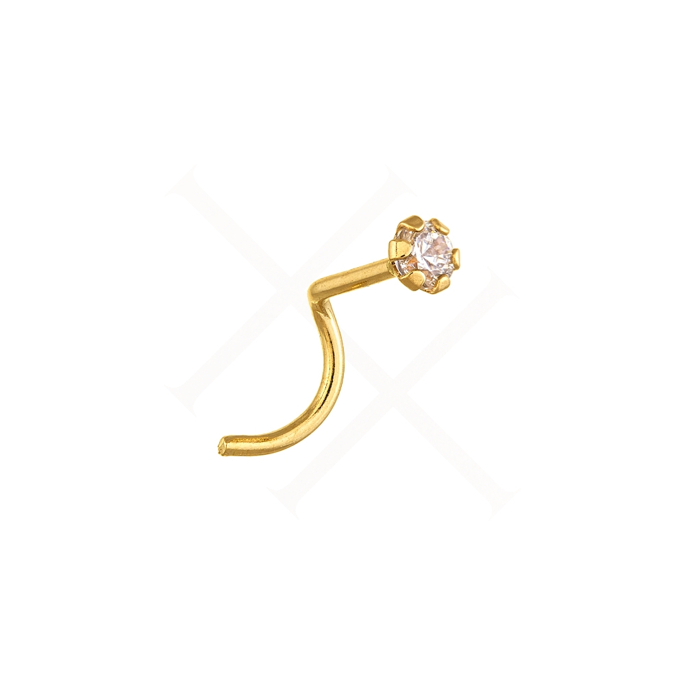 Στριφτό σκουλαρίκι μύτης από χρυσό 14 καρατίων και λευκό ζιρκόν - PJ46495GW