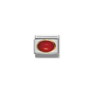 Link Nomination Oval Hard Stones Red Coral