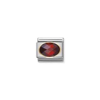 Link Nomination Faceted Cubic Zirconia Red