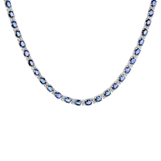 Sapphire and Diamond stones Tennis Necklace