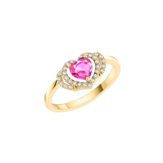 Δαχτυλίδι καρδιά με ροζ ζαφείρι