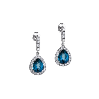 Pear Topaz and Diamond Pave Drop Earrings