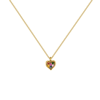Heart Rainbow Necklace with sapphire stones