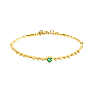 Bangle Bracelet with emerald & diamond stones