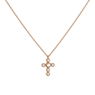 Diamond and Pearl Cross Pendant