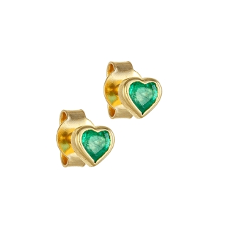 Heart Earrings with emerald stones