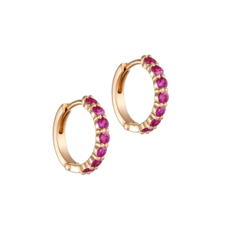Hoops earrings with ruby stones