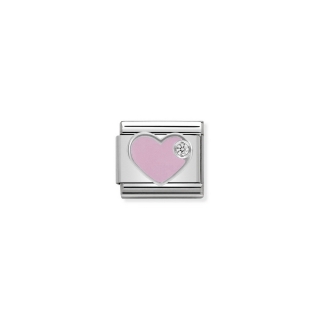 Link Nomination Symbols Zirconia Enamel Pink Heart