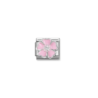Link Nomination Pink flower with CZ