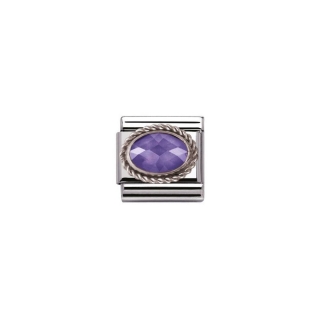 Link Nomination Faceted Stones Zirconia Purple