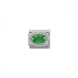 Link Nomination Faceted Zirconia Emerald Green