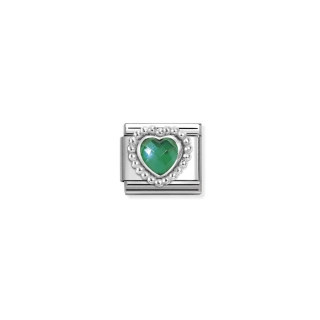 Link Nomination Faceted Green Heart