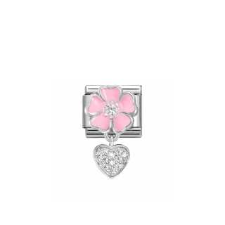 Link Nomination Charms Pink flower with heart