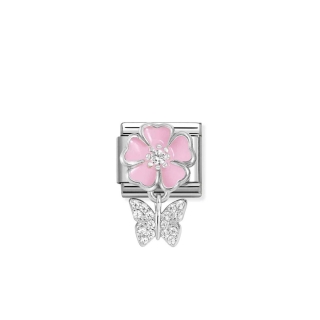 Link Nomination Charms Pink Flower with Butterfly