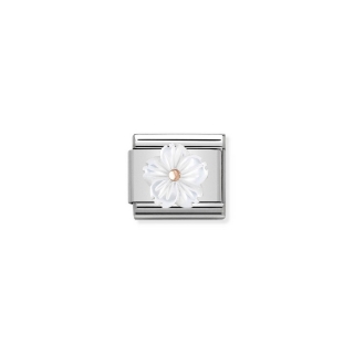 Link Nomination Symbols (Stone) Flower in White MOP