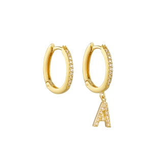 Monogram hoops earrings with diamonds