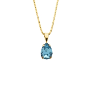Caroline Svedbom Petite Drop Necklace Gold / Aquamarine