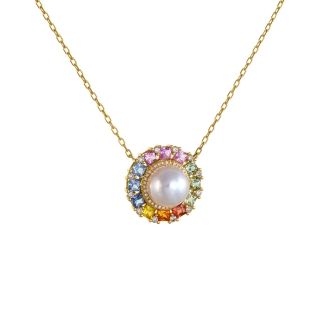 Rainbow Necklace with Pearl