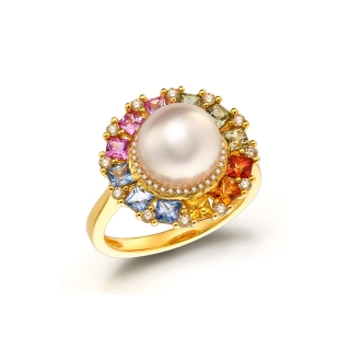 Rainbow Ring with Pearl