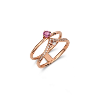 Δαχτυλίδι με διαμάντια και ροζ ζαφείρι