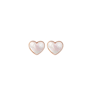 Σκουλαρίκια Καρδιά Bronzallure Flat Stone Rose Gold / White MOP