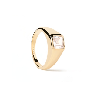 Women Ring PDPAOLA Square Shimmer Stamp Gold