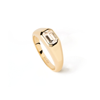 Women Ring PDPAOLA Octagon Shimmer Stamp Gold