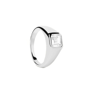 Women Ring PDPAOLA Square Shimmer Stamp Silver