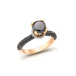 Black diamond solitaire ring