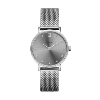 Cluse Minuit Mesh Crystals Silver/Grey