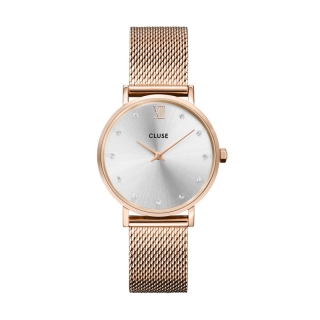 Cluse Minuit Mesh Crystals Rose Gold/Silver