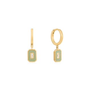 Ania Haie Sage Enamel Emblem Gold Hoop Earrings