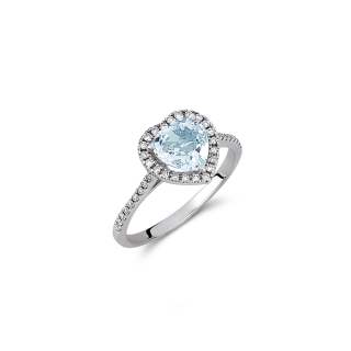 Blue Topaz and diamond heart ring