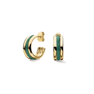 Σκουλαρίκια Rosefield Triple Hoop Emerald