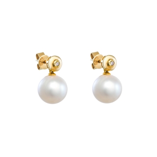 Pearl Earrings with diamonds.