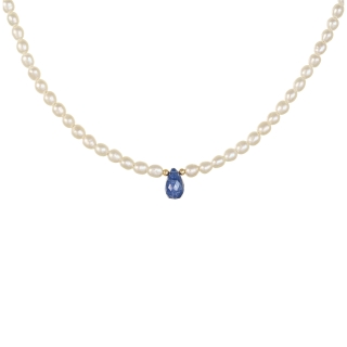 Necklace with pearls and sapphire