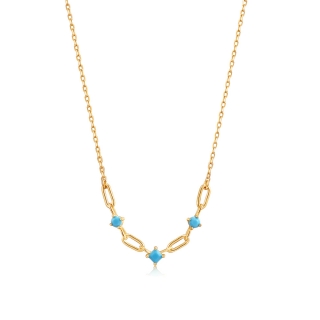 Ania Haie Turquoise Link Gold Necklace