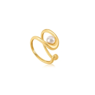 Ania Haie Gold Pearl Sculpted Adjustable Ring