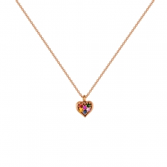 Heart Rainbow Necklace with sapphire stones