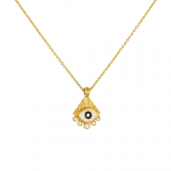 Necklace Against the Evil Eye with diamonds & enamel