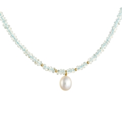 Necklace with pearls and aquamarine